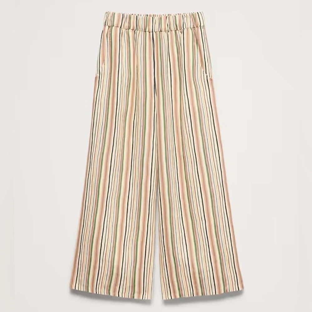 NWT! Banana Republic The Pull-On Wide-Leg Ankle Pant In Linen 🩷 875436 M TALL